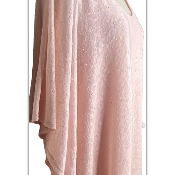 Ivy Ridge Women’s Dolman Sweater Top XL Pink Small White Pearls Semi-Sheer - Picture 5 of 11